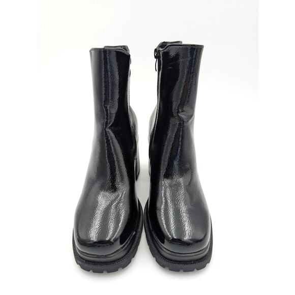 Top Woda West Lug Sole Platform Bootie Side Zip Women's Black Size US6.5 EU37 - Picture 2 of 13